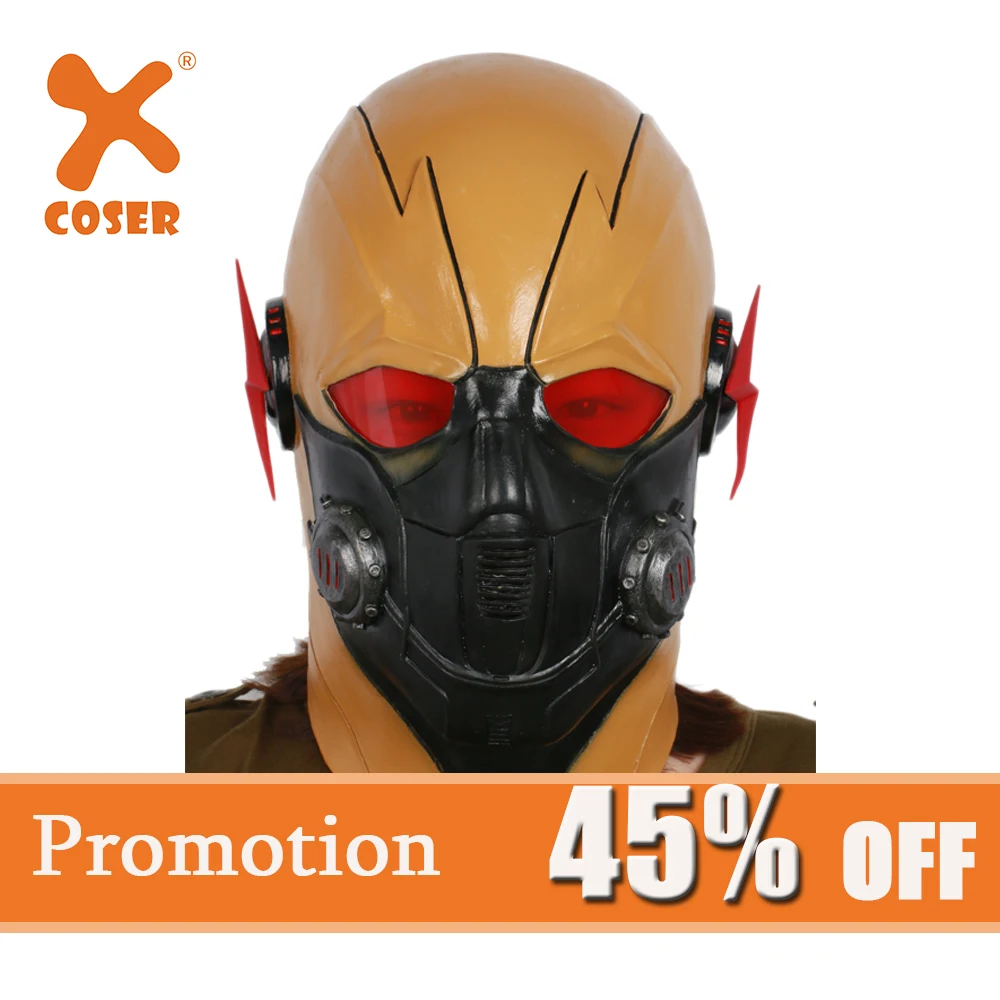 X COSTUME кризис на земле Косплэй темно флэш желтый и черный голову полностью из
