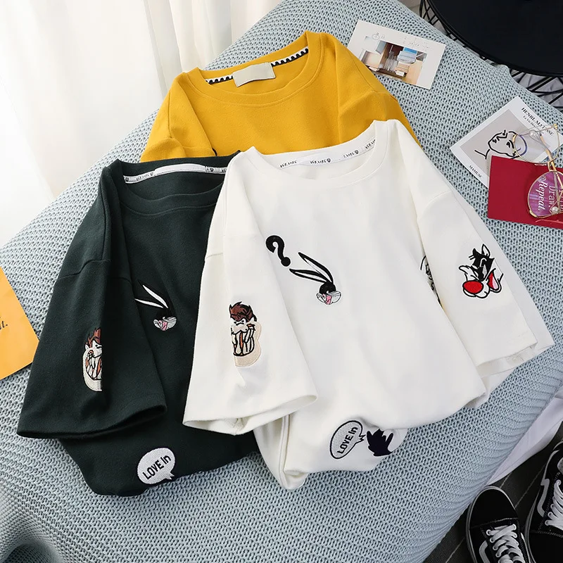 Fashion Cartton Print Harajuku Women T-Shirt Summer Short Sleeve O-neck Tee Casual Clothes Top Female Cotton Casual T Shirts
Fashion Cartton Print Harajuku Women T-Shirt Summer Short Sleeve O-neck Tee Casual Clothes Top Female Cotton Casual T Shirts