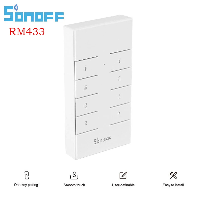 SONOFF RM433 BASE 8 Keys Multipurpose Custom 433 MHz RF Remote Controller Works with RF/Slampher/4CH Pro/TX Series/RF Bridge
SONOFF RM433 BASE 8 Keys Multipurpose Custom 433 MHz RF Remote Controller Works with RF/Slampher/4CH Pro/TX Series/RF Bridge