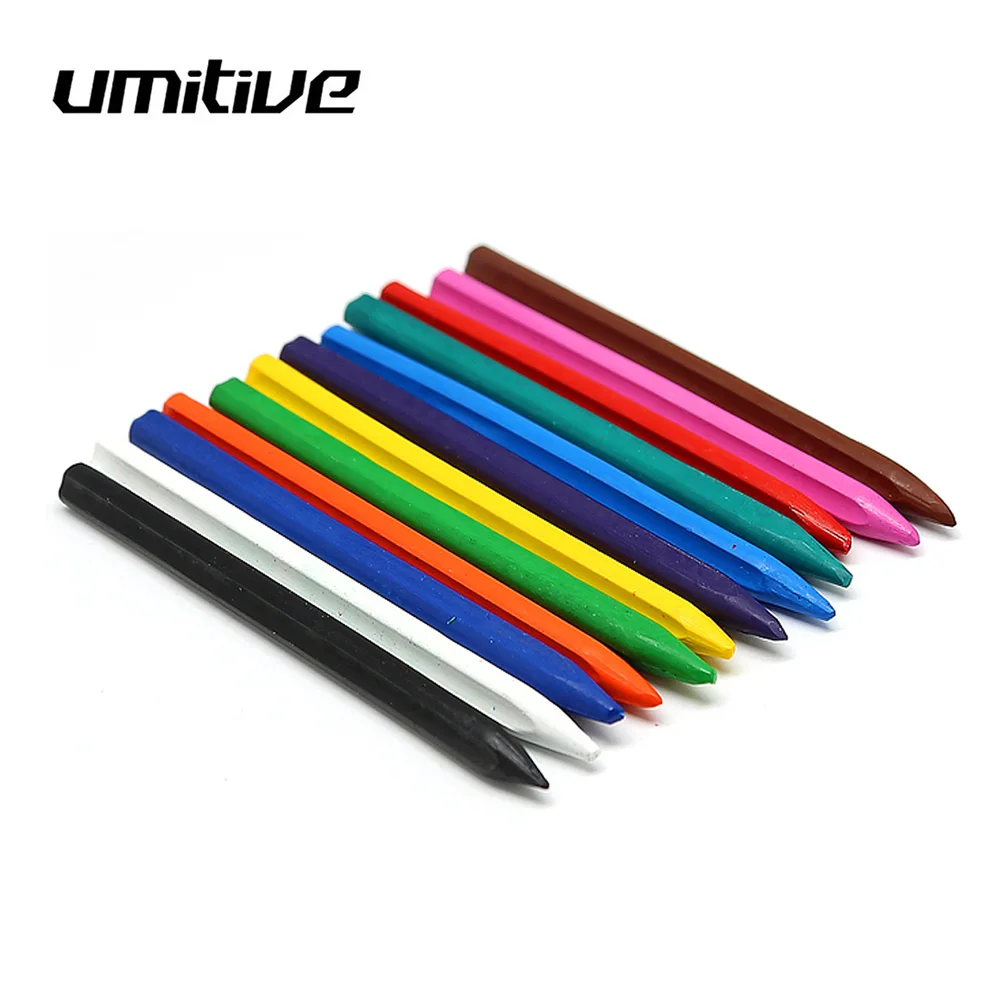 Umitive 12 цветов нетоксичные безопасные детские восковые карандаши стирающиеся