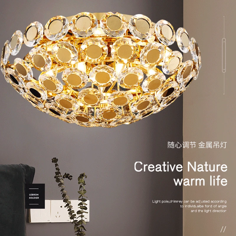 Living room lamp crystal ceiling lamp simple and generous home bedroom lamp three-color dimming
Living room lamp crystal ceiling lamp simple and generous home bedroom lamp three-color dimming