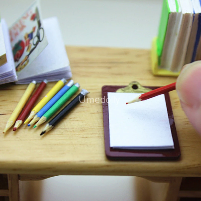 Фото 1 Набор 1/12 миниатюрные цветные карандаши для кукольного домика/доска письма