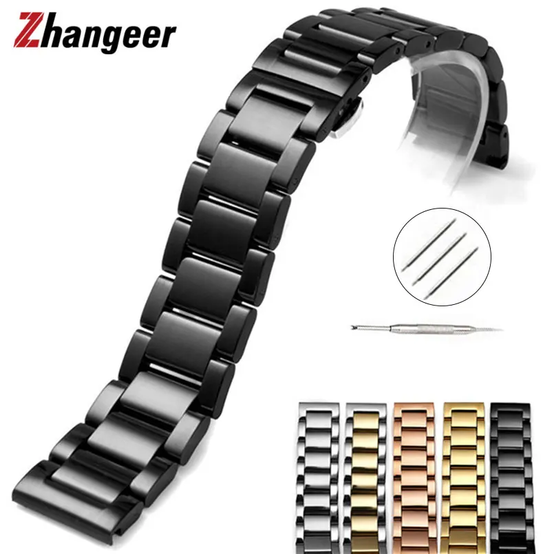 

Stainless Steel Watchband 16mm 18mm 20mm 21mm 22mm 23mm 24mm 26mm butterfly clasp Wrist Band For Huawei 1 gt2 Smart Watch Straps