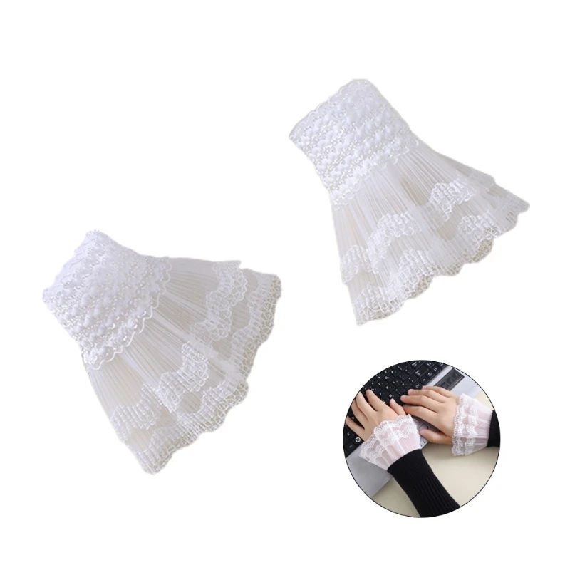 1 Pair Korean Women Girls Fake Flared Sleeves Layered Lace Pleated Ruched False Cuffs Sweater Blouse Apparel Wrist Warmers
1 Pair Korean Women Girls Fake Flared Sleeves Layered Lace Pleated Ruched False Cuffs Sweater Blouse Apparel Wrist Warmers
