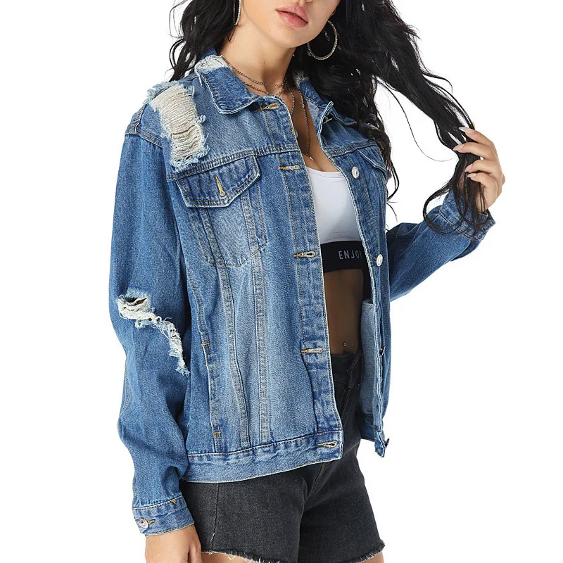 2021 women's jeans jacket with holes showing thin and versatile Free shipping New Arrivals 
2021 women's jeans jacket with holes showing thin and versatile Free shipping New Arrivals