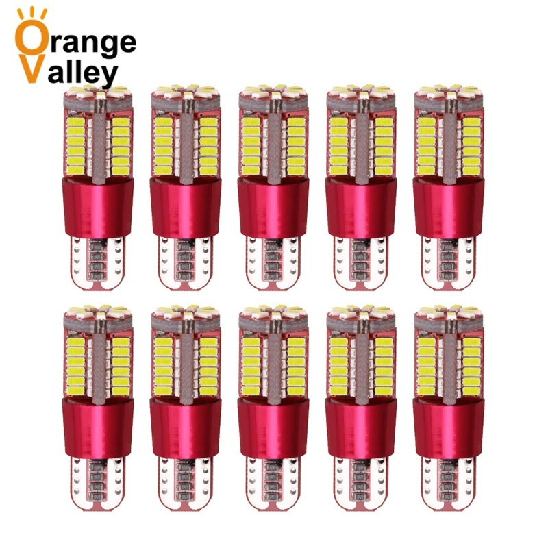 

10Pcs CANBUS T10 W5W No OBC Error 57Led 3014 Car Led Wedge Light Marker Side Dome Turn Reverse License Plate Lamp 57smd