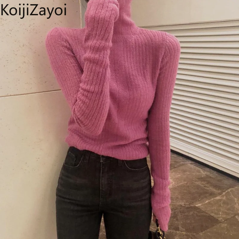 Koijizayoi Women Mohair Turtleneck Sweater Autumn Winter Sweet Basic Pullovers Fashion Long Sleeve Solid Jumper Slim Pull Femme
Koijizayoi Women Mohair Turtleneck Sweater Autumn Winter Sweet Basic Pullovers Fashion Long Sleeve Solid Jumper Slim Pull Femme