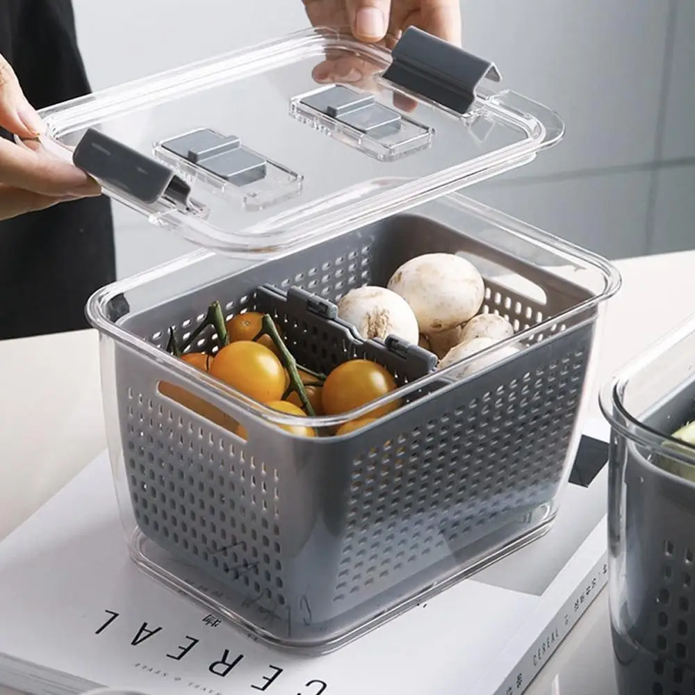 Plastic Vegetable Fruit Storage Box Drain Basket Fresh-Keeping Box With Lid Multifunctional Kitchen Storage Tools
Plastic Vegetable Fruit Storage Box Drain Basket Fresh-Keeping Box With Lid Multifunctional Kitchen Storage Tools