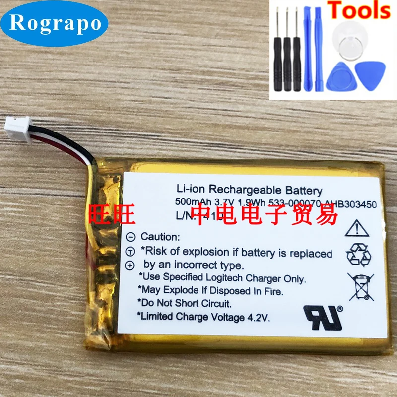 New 3.7V 500mAh 533-000070 Replacement Battery For Logitech Ultratin Keyboard Cover Mouse Accumulator Batterie 3-wire Plug+tools 
New 3.7V 500mAh 533-000070 Replacement Battery For Logitech Ultratin Keyboard Cover Mouse Accumulator Batterie 3-wire Plug+tools