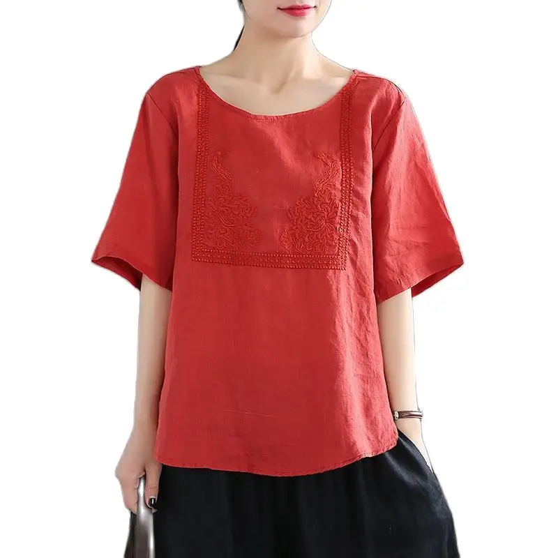 2021 Artistic Embroidered T-shirt Women's Short-Sleeved Loose and Plus-sized round Neck Half-Sleeve T-shirt Summer New Top
2021 Artistic Embroidered T-shirt Women's Short-Sleeved Loose and Plus-sized round Neck Half-Sleeve T-shirt Summer New Top