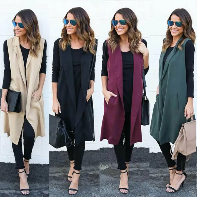 Autumn Winter Solid Vest Long Jacket With Pocket Belt Women Turn-Down Collar Open Stitch Sleeveless Pantone Fashion Coat
Autumn Winter Solid Vest Long Jacket With Pocket Belt Women Turn-Down Collar Open Stitch Sleeveless Pantone Fashion Coat