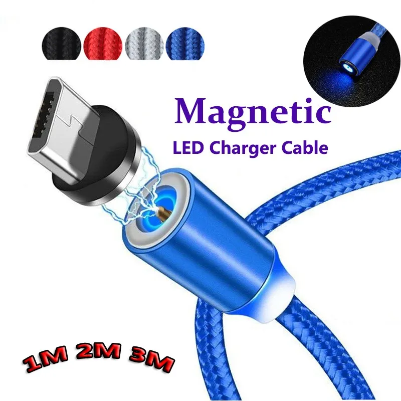 Фото Магнитный светодиодный кабель для зарядки IOS type C USB Micro iPhone 5 6 7 8 X XS samsung Galaxy S8 Plus Note