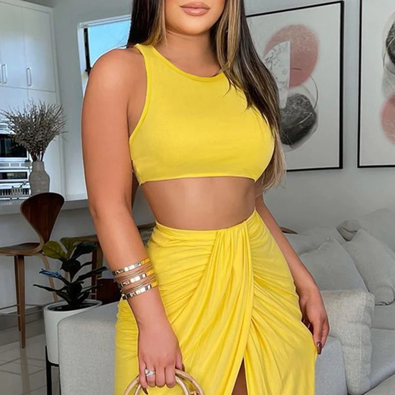 Fashion Women Two Piece Set Knotted Off Shoulder Solid Cropped Top & Midi Skirt Set
Fashion Women Two Piece Set Knotted Off Shoulder Solid Cropped Top & Midi Skirt Set