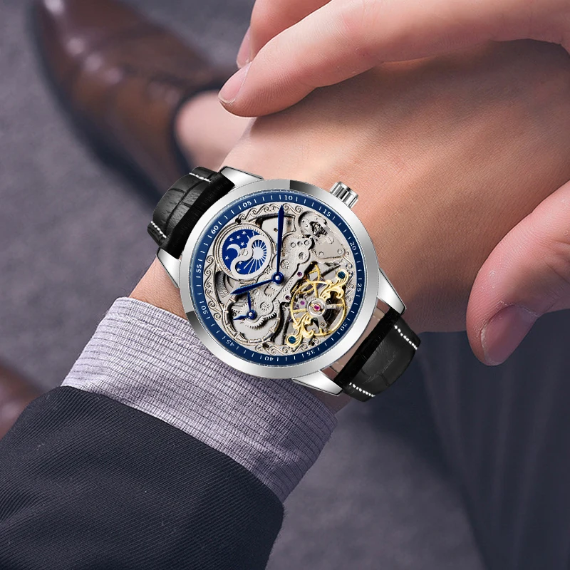 Forsining Mechanical Automatic Watch Men Tourbillon Wristwatch Sports Clock Mechanism Self Winding Watches Casual Moon Horloge
Forsining Mechanical Automatic Watch Men Tourbillon Wristwatch Sports Clock Mechanism Self Winding Watches Casual Moon Horloge