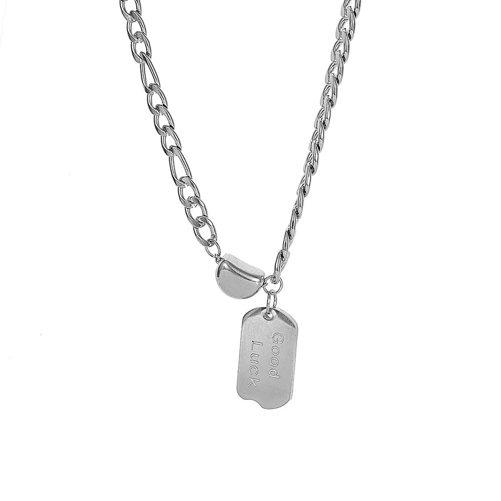 Stainless Steel Square Brand Peach Heart Stitching Necklace Men's Trendy Fashion Personality Titanium
Stainless Steel Square Brand Peach Heart Stitching Necklace Men's Trendy Fashion Personality Titanium