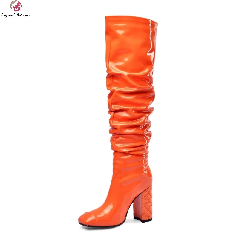 SUPER Women Orange Over Knee Pleated Boots Winter Boot Shoes Square Chunky Heels Winter Basic Boot Shoe Mujer Large Size 33-45
SUPER Women Orange Over Knee Pleated Boots Winter Boot Shoes Square Chunky Heels Winter Basic Boot Shoe Mujer Large Size 33-45