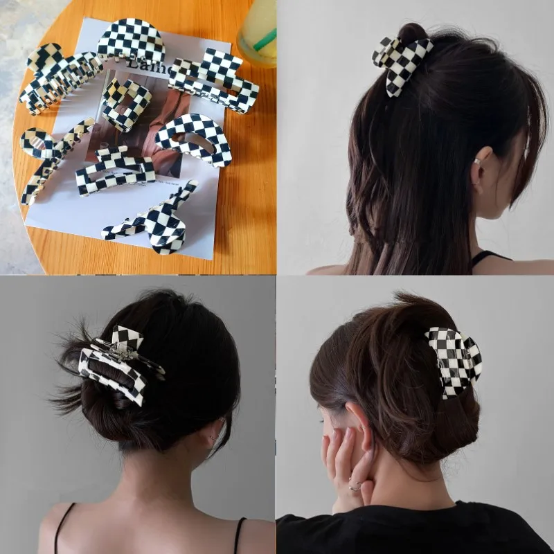 Elegant Black Plaid Grab Clip Large Acetate Hairpin Crab Clip for Women Girl Hair Accessories Hair Style Barrette Headdres
Elegant Black Plaid Grab Clip Large Acetate Hairpin Crab Clip for Women Girl Hair Accessories Hair Style Barrette Headdres