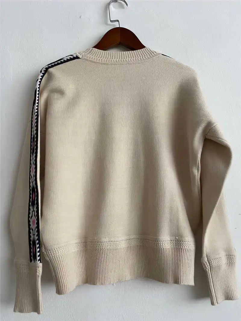 Woman Knitted Jersey O Neck Oversized Sweater Long Sleeves Boho Jacquard Embroidered Fashion top 
Woman Knitted Jersey O Neck Oversized Sweater Long Sleeves Boho Jacquard Embroidered Fashion top