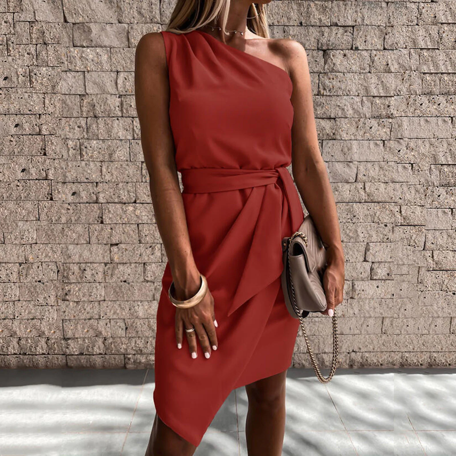 Summer Women's Dress Sexy Elegant Banquet Porm Dress Evening One Shoulder Belt Tunic Lacing Dress Irregular Hem Dress short
Summer Women's Dress Sexy Elegant Banquet Porm Dress Evening One Shoulder Belt Tunic Lacing Dress Irregular Hem Dress short