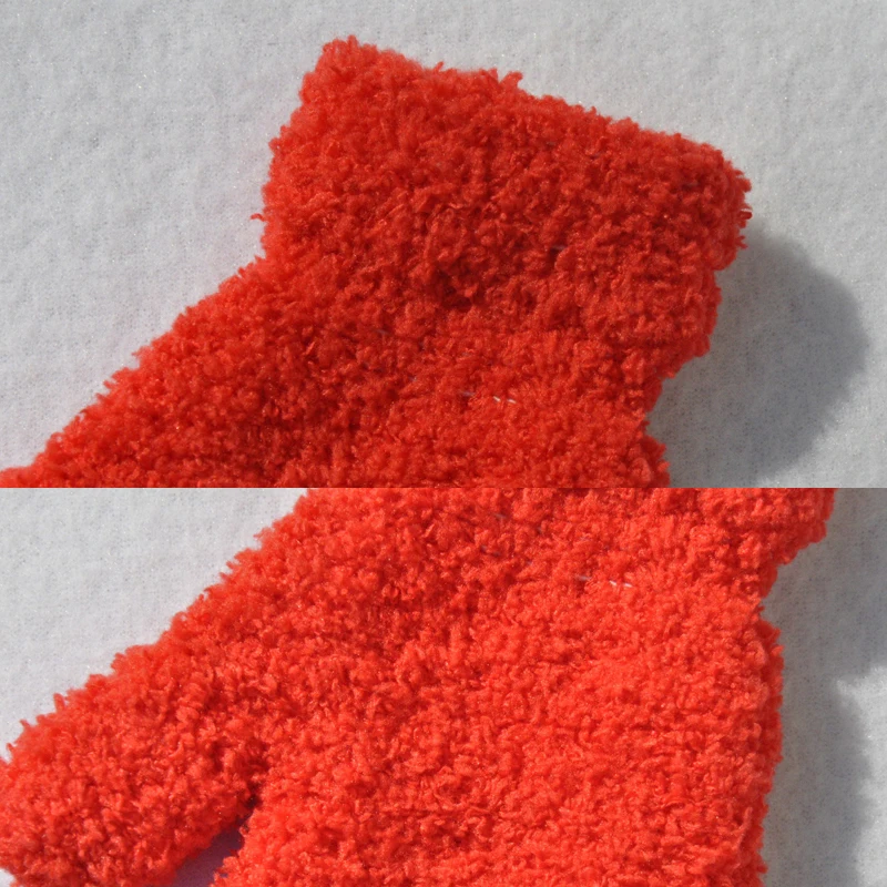Перчатки Детские теплые зимние с плюшевым покрытием на флисе кораллового цвета