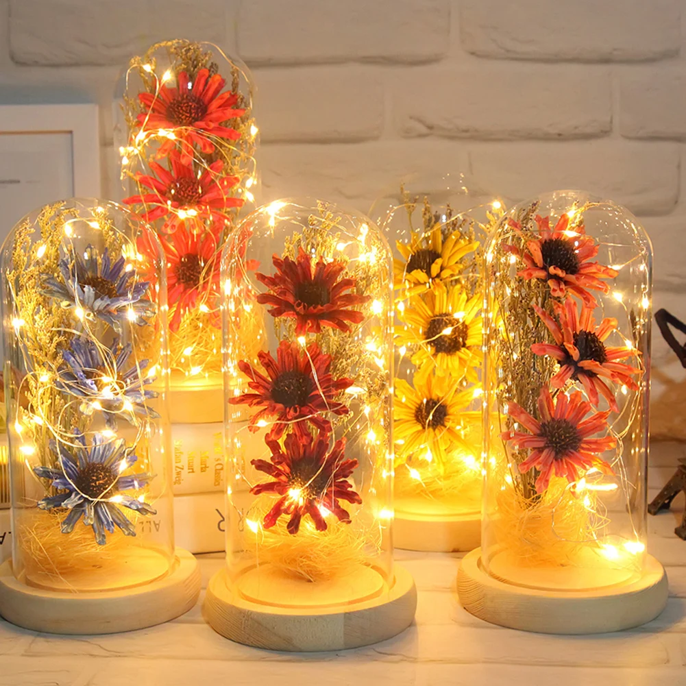 Artificial Flowers With Lights String In Glass Cover Night Light Nice Decor For Bedroom Bedside Romantic Valentine's Day Gift
Artificial Flowers With Lights String In Glass Cover Night Light Nice Decor For Bedroom Bedside Romantic Valentine's Day Gift