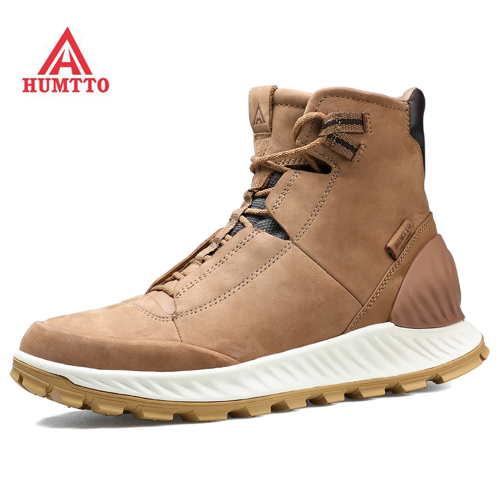 

HUMTTO Men Outdoor Boots Genuine Leather Waterproof Hiking Boots Trekking Shoes Sport Sneakers Climbing Mountaineering Shoes Men