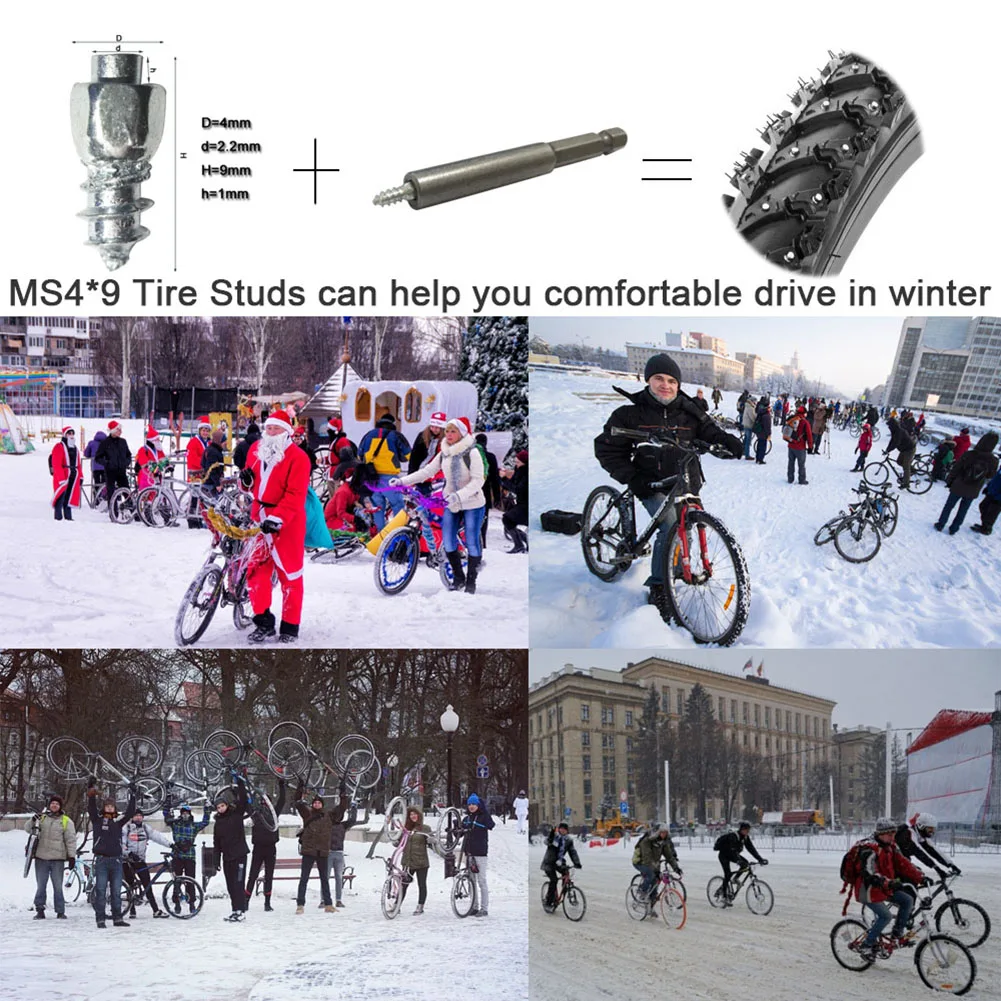 Anti-Slip Anti-ice for Bikes/Motorcycles with Installation Tool 9 mm Carbide Screw Tungsten Tire Studs Snow Spikes
Anti-Slip Anti-ice for Bikes/Motorcycles with Installation Tool 9 mm Carbide Screw Tungsten Tire Studs Snow Spikes