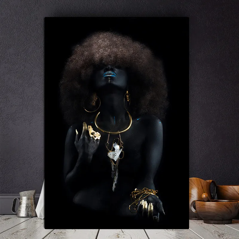 Fluffy Hair African Black Women Golden Finger Oil Painting on Canvas Cuadros Posters and Prints Wall Picture for Living Room
Fluffy Hair African Black Women Golden Finger Oil Painting on Canvas Cuadros Posters and Prints Wall Picture for Living Room