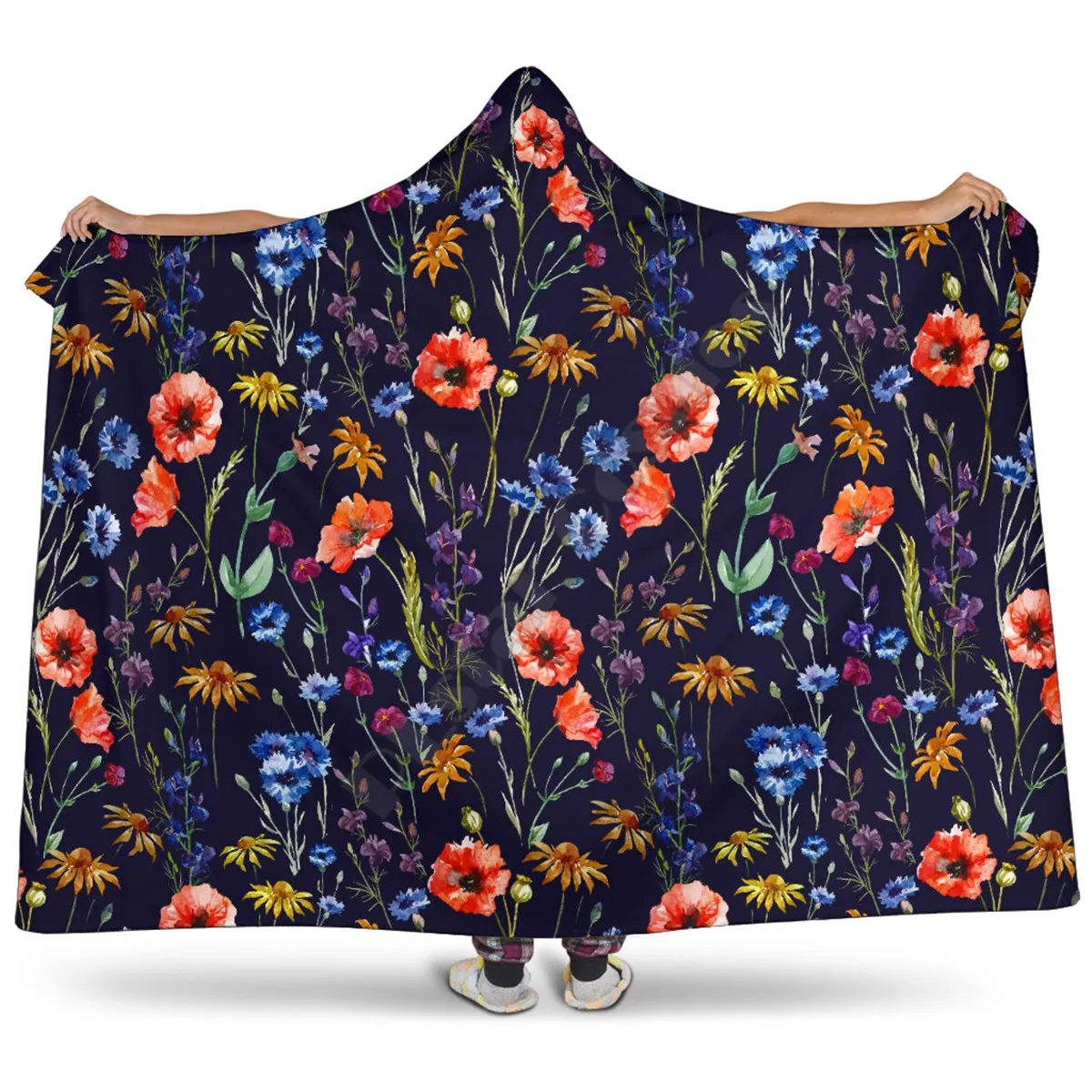 Wild Flowers Hooded Blanket Adult colorful child Sherpa Fleece Wearable Blanket Microfiber Bedding 
Wild Flowers Hooded Blanket Adult colorful child Sherpa Fleece Wearable Blanket Microfiber Bedding