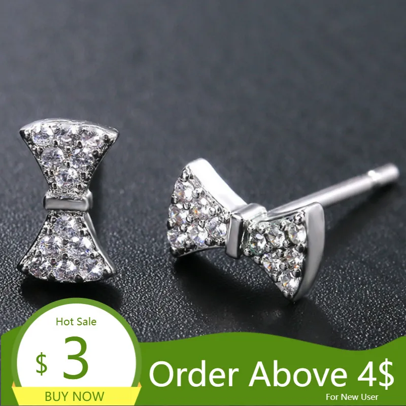 Visisap Sweet Cute Bow Zircon Stud Earrings for Women Full Stone Thin Lady Earring Korean OL Style Fashion Jewelry E152
Visisap Sweet Cute Bow Zircon Stud Earrings for Women Full Stone Thin Lady Earring Korean OL Style Fashion Jewelry E152
