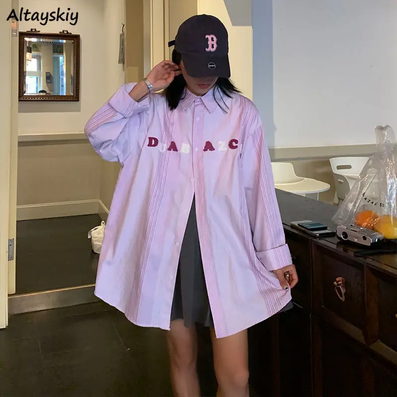 Long Sleeve Vertical Stripe Shirts Women Loose Oversize Embroidery Design Ulzzang BF Single Breasted Clothes Lazy Leisure Shirt
Long Sleeve Vertical Stripe Shirts Women Loose Oversize Embroidery Design Ulzzang BF Single Breasted Clothes Lazy Leisure Shirt