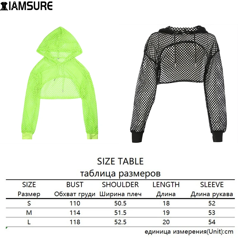 IAMSURE Sexy See Through Fishnet T-Shirt Women 2021 Summer Night Club Wear Y2K Long Sleeve Hooded Crop Top Casual Streetwear 90S
IAMSURE Sexy See Through Fishnet T-Shirt Women 2021 Summer Night Club Wear Y2K Long Sleeve Hooded Crop Top Casual Streetwear 90S