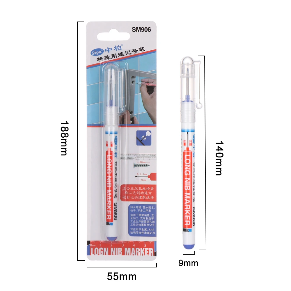 1PC 20mm Deep Hole Long Nib Marker Pens Multi-function Depth Marker Home Decoration Paper Metal Glass Cotton Leather Goods Mark
1PC 20mm Deep Hole Long Nib Marker Pens Multi-function Depth Marker Home Decoration Paper Metal Glass Cotton Leather Goods Mark