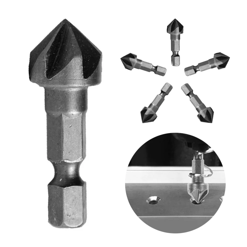 HSS Chamfer Countersink Chamfer Drill Bit 1/4" Hex Shank 90 Degree Wood Chamfering Cutter 
HSS Chamfer Countersink Chamfer Drill Bit 1/4" Hex Shank 90 Degree Wood Chamfering Cutter