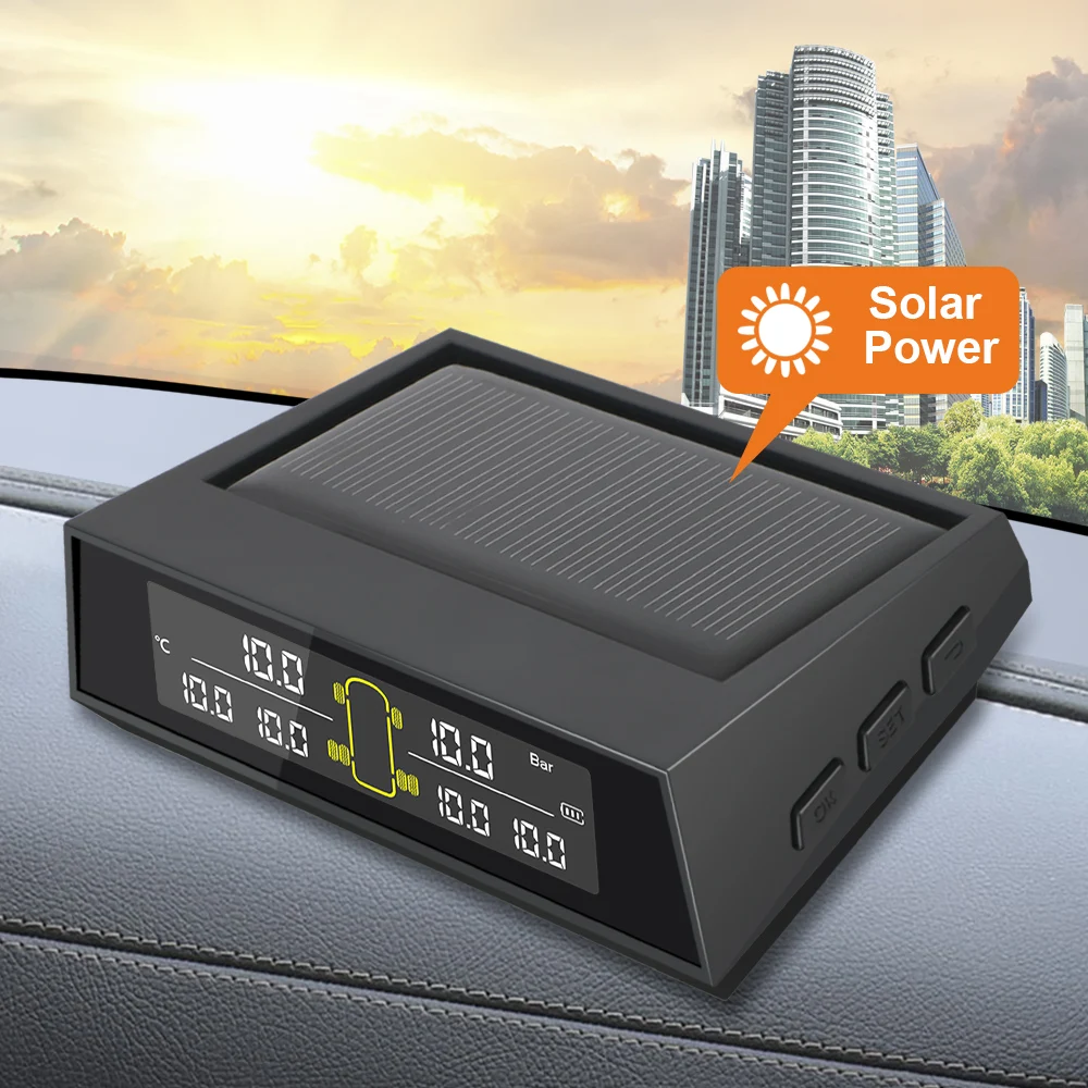 LCD Color Screen Car Solar Power TPMS 6Pcs/set Tire Pressure Monitoring System External Sensor Monitoring Tire Pressure Range
LCD Color Screen Car Solar Power TPMS 6Pcs/set Tire Pressure Monitoring System External Sensor Monitoring Tire Pressure Range