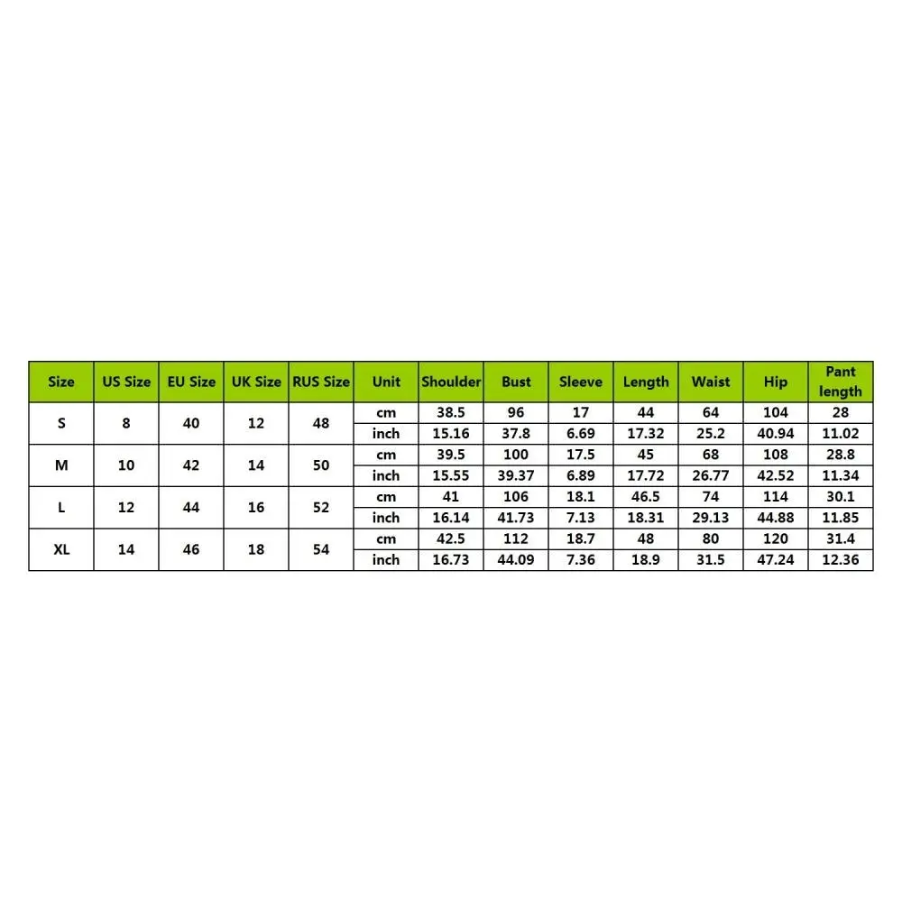 Ladies Fashion Summer Printed Short Sleeve Top Elastic Waist Shorts Home Pajamas Set 2 Pieces T-Shirt + shorts Ship in 24 hours
Ladies Fashion Summer Printed Short Sleeve Top Elastic Waist Shorts Home Pajamas Set 2 Pieces T-Shirt + shorts Ship in 24 hours