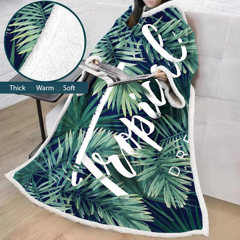 Tropical Leaf Winter Warm Blanket with Sleeve Adults Kids Sherpa Fleece Wearable Throw Blanket Soft Microfiber Blankets 2020
Tropical Leaf Winter Warm Blanket with Sleeve Adults Kids Sherpa Fleece Wearable Throw Blanket Soft Microfiber Blankets 2020