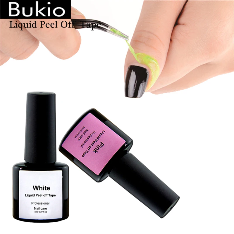 Жидкая лента для удаления кожуры Bukio 8 мл белая и розовая защита пальцев кутикулы