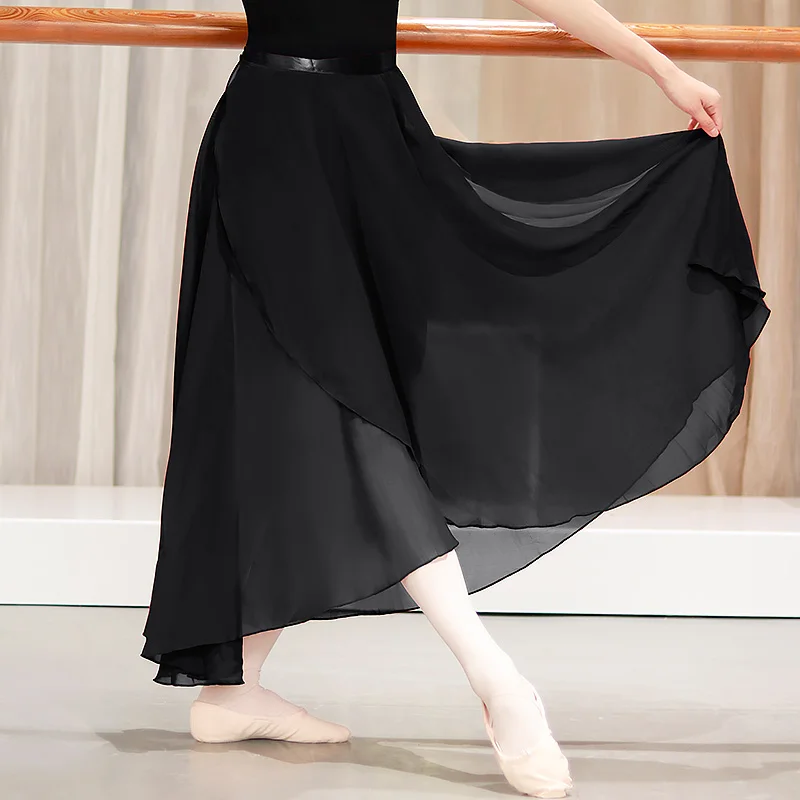 

Dance Skirt Women Long Chiffon Ballet Skirts Adult Ballroom Dance Skirt Black Burgundy Ballet Costume Waist Tie Dress