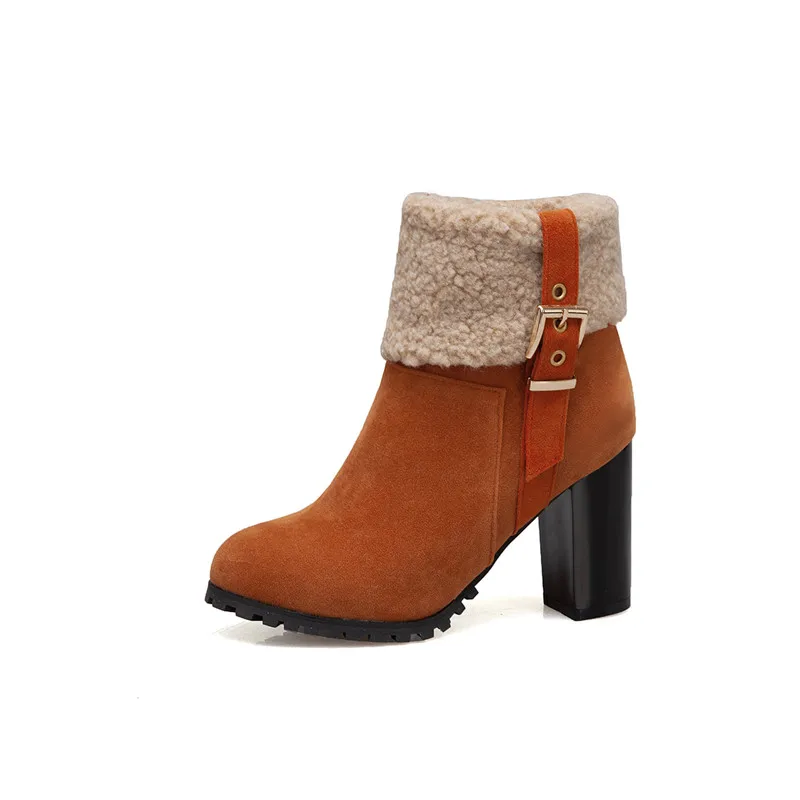 Fashion Suede High Heels Warm Fur Snow Boots Buckle Strap Design Green Black Ankle Boots for Women Daily Shoes Winter
Fashion Suede High Heels Warm Fur Snow Boots Buckle Strap Design Green Black Ankle Boots for Women Daily Shoes Winter