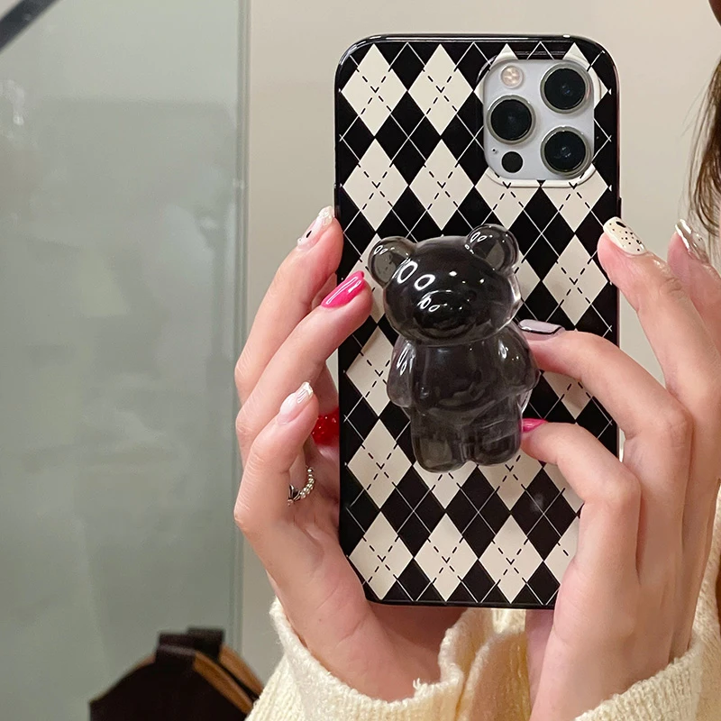 Japan Korea Rhombus Lattice Cute 3D Bear Bracket Soft Case for IPhone 12 13 7 8 Plus 11 Pro XR X XS Max Holder Protection Cover 
Japan Korea Rhombus Lattice Cute 3D Bear Bracket Soft Case for IPhone 12 13 7 8 Plus 11 Pro XR X XS Max Holder Protection Cover