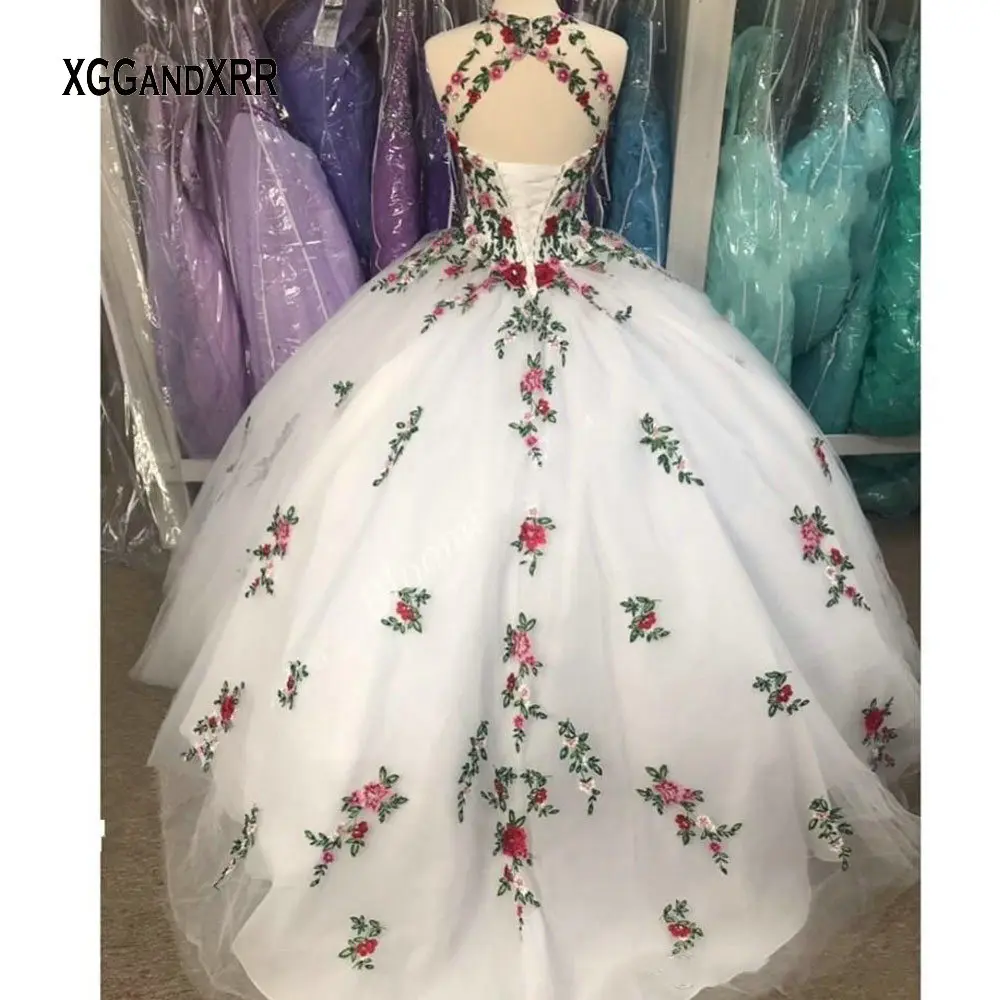 Luxury White Ball Gown Quinceanera Dresses Embroidery Flowers Sheer Neck Backless Sweet 16 Dress Vestidos Custom Made Plus Size
Luxury White Ball Gown Quinceanera Dresses Embroidery Flowers Sheer Neck Backless Sweet 16 Dress Vestidos Custom Made Plus Size