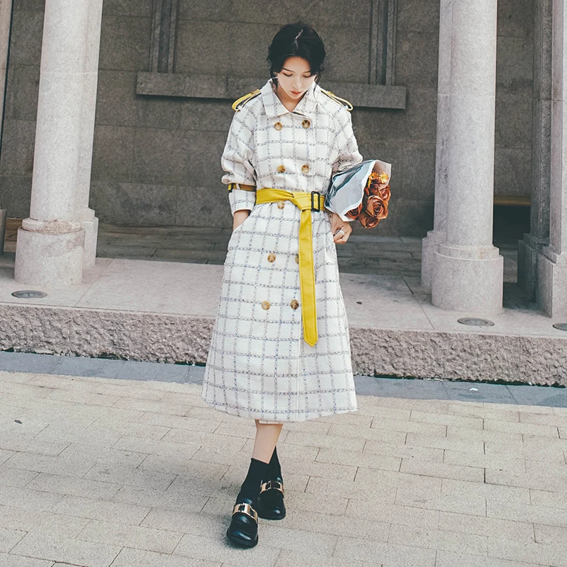 Korean Plaid Woolen Coat Autumn Winter Clothes Women Fashion Elegant Loose Double Breasted Belt Long Jacket Outerwear 2502
Korean Plaid Woolen Coat Autumn Winter Clothes Women Fashion Elegant Loose Double Breasted Belt Long Jacket Outerwear 2502