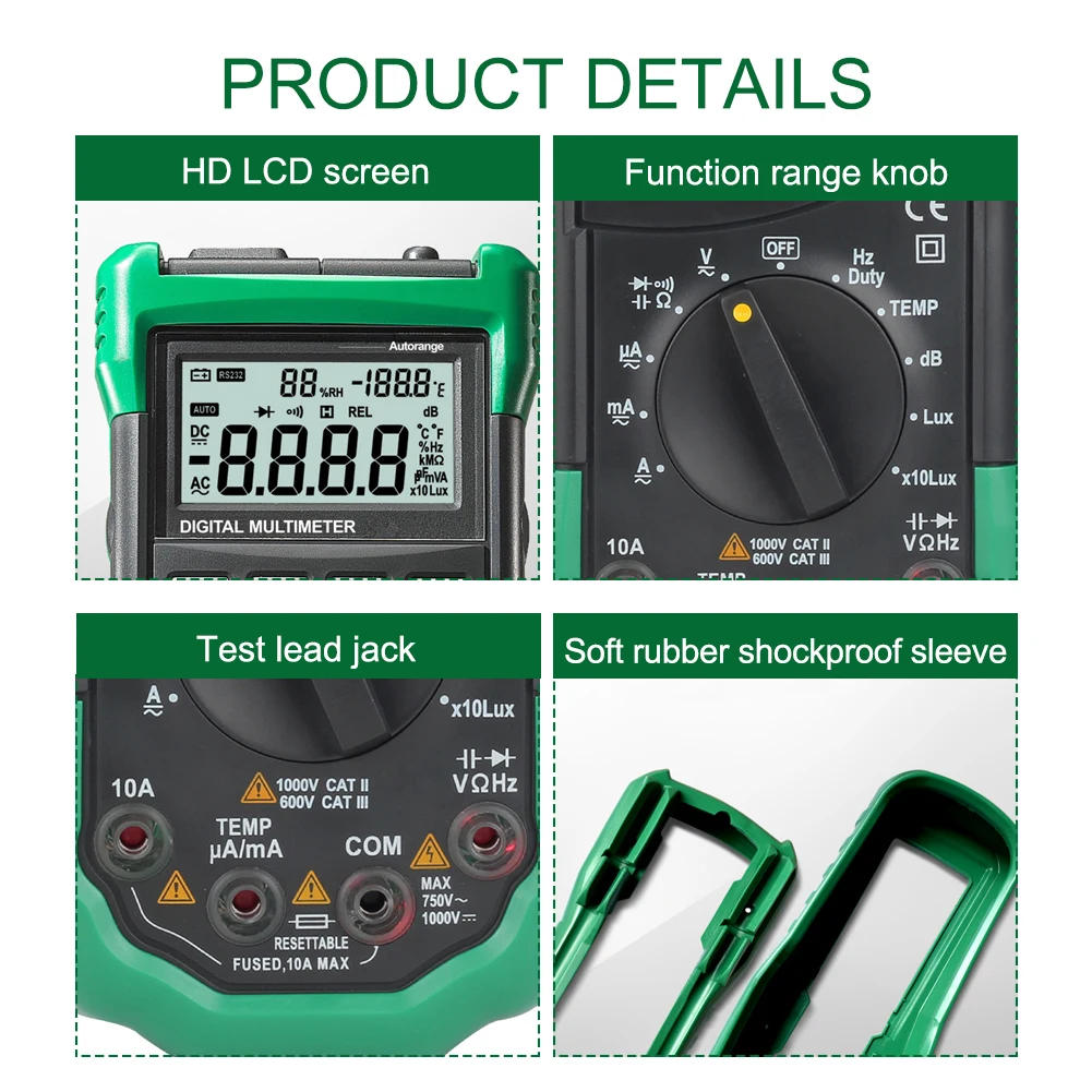 5in1 Alternating Current Circuit Testing Auto Range Multifunction Battery Powered Noise Level Frequency Digital Multimeter
5in1 Alternating Current Circuit Testing Auto Range Multifunction Battery Powered Noise Level Frequency Digital Multimeter
