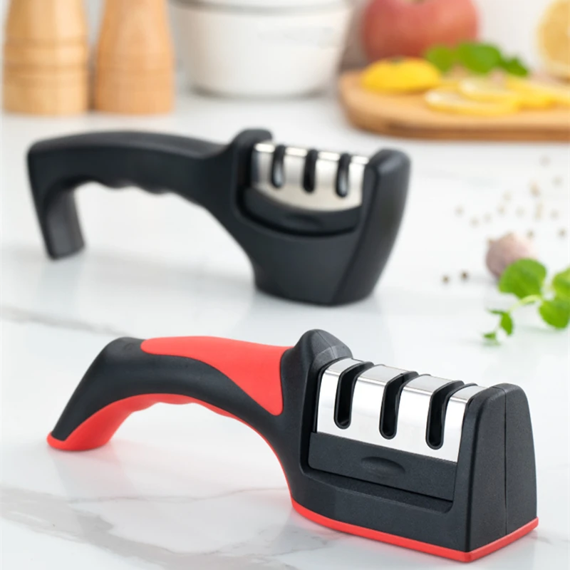 

New Three-Section Kitchen Knife Sharpener Fast Diamond Knife Slicker Multi-Function Kitchen Gadgets Sharpening Stone 3 Stages