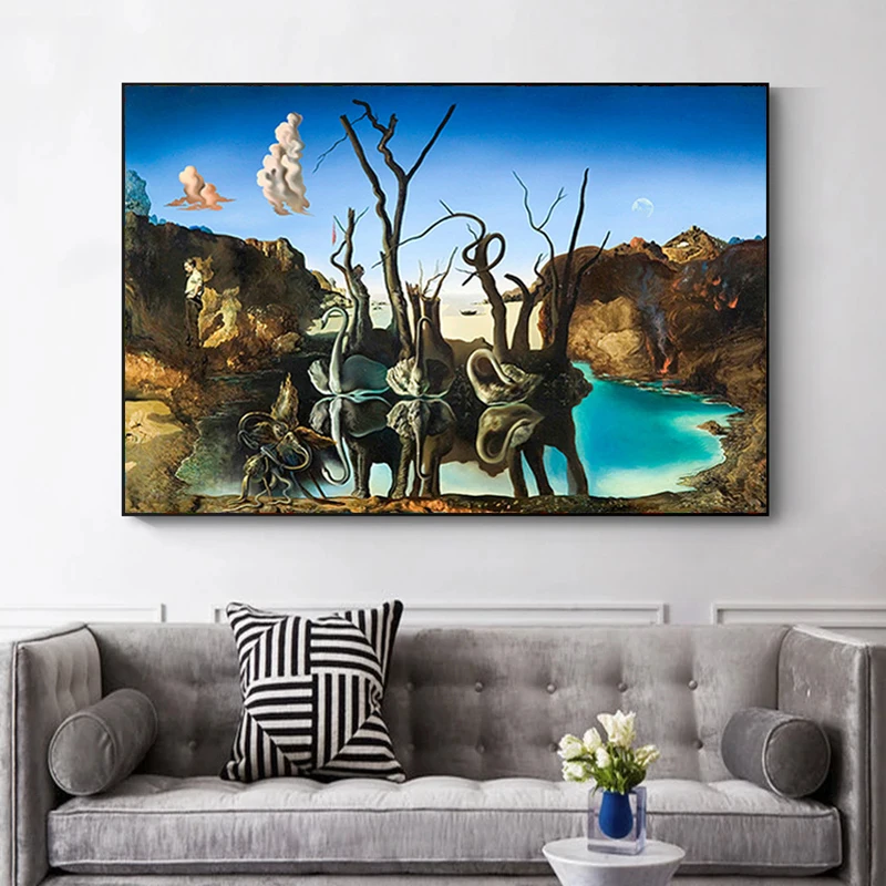 Salvador Dali Swans Reflecting Elephants Canvas Painting Abstract Posters and Print Wall Art Cuadros Picture Living Room Decor
Salvador Dali Swans Reflecting Elephants Canvas Painting Abstract Posters and Print Wall Art Cuadros Picture Living Room Decor