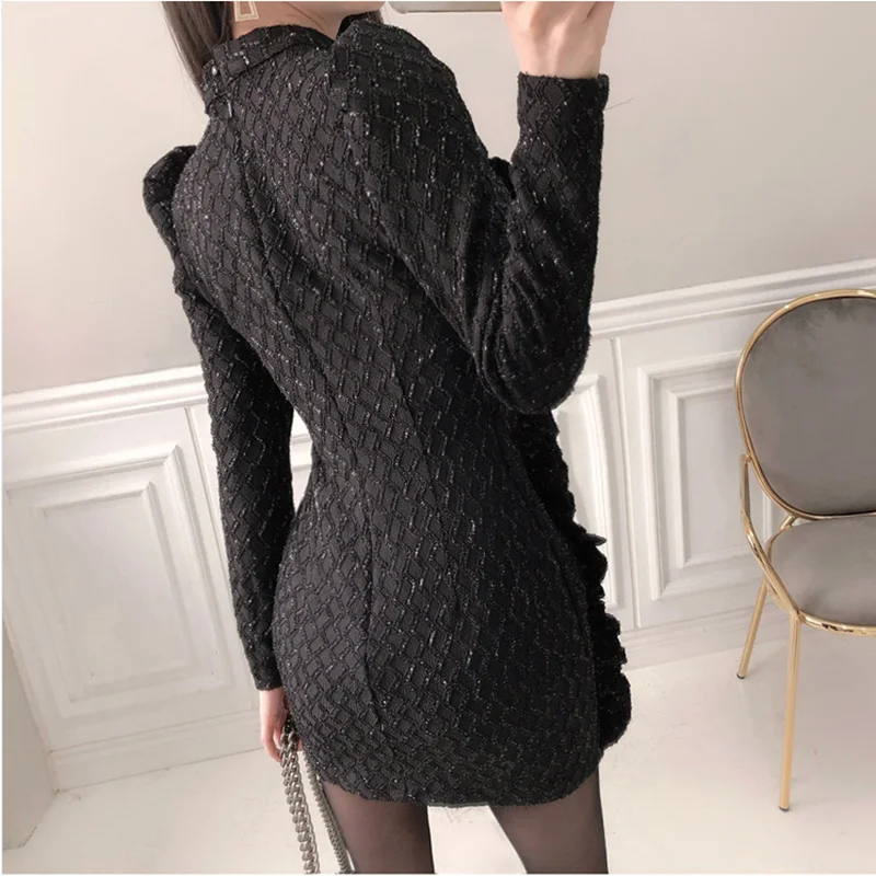 Women Autumn Shirring Black Pencil Mini Dress 2020 Office Fashion Sexy Elegant Sheath Bodycon OL Vestidos Korean Party Dresses
Women Autumn Shirring Black Pencil Mini Dress 2020 Office Fashion Sexy Elegant Sheath Bodycon OL Vestidos Korean Party Dresses