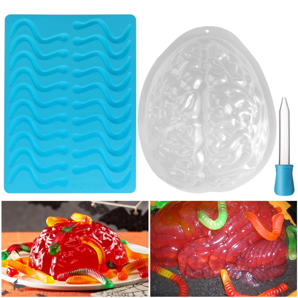 BESTONZON формочка в виде мозга Set Jello Mold Gummy Worm силиконовые формы для Хэллоуина, форма для желатина, Черная форма
BESTONZON формочка в виде мозга Set Jello Mold Gummy Worm силиконовые формы для Хэллоуина, форма для желатина, Черная форма