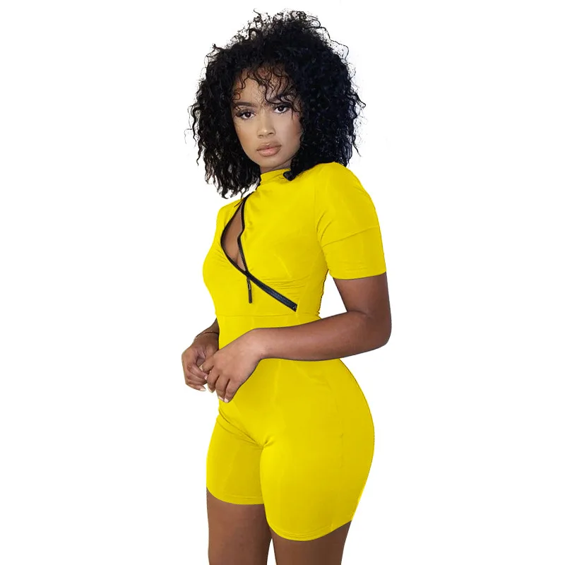2021 Spring Summer Newest Women Solid Playsuits Sexy Side Zipper Short Sleeves Stretchy Skinny Shorts Jumpsuits Sports Casual
2021 Spring Summer Newest Women Solid Playsuits Sexy Side Zipper Short Sleeves Stretchy Skinny Shorts Jumpsuits Sports Casual
