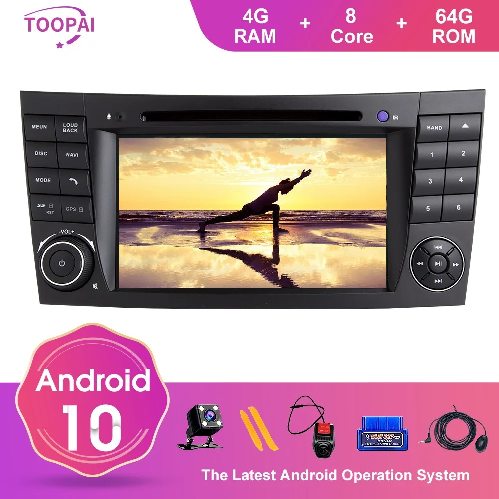 TOOPAI Android 10 для Mercedes Benz E Class W211 E300 CLK W209 CLS w222 2002 2009 GPS навигация мультимедийный плеер